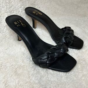 Mix No. 6 Womens Sandals SZ 8.5 Black Braided Elandra Slip On Heels